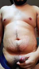 The cock is standing in the underwear.