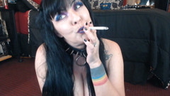 Goth Smoking up Close Topless
