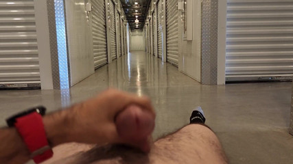 Bi Risky public storage stroke and cum