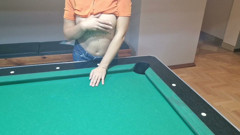 publicly flashing tits on a pool table.