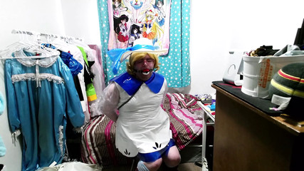 Shiny Pvc Cosplay Sissy Lillie Gagged Breathplay Stinky Socks Vibrator