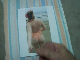 Unbelievable load all over this bikini ass!