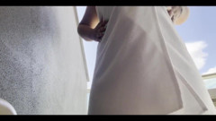 A Sexy Tourist at a Hotel After a Shower Got Aroused and Masturbated on the Balcony.