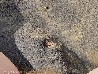 Girl Pissing on the Sea Beach