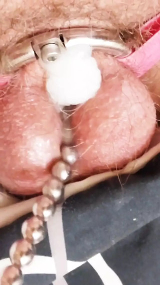 Flat Cage Chastity Cum with a Sounding Rod