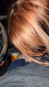 Cute babe gives my huge dick a hot blowjob in the car