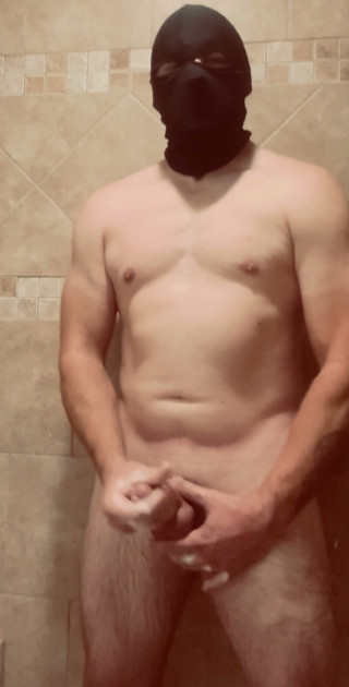 Shower Jerk and Cum with vibe plug in