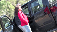 Amazing brunette picked up in a car, brought in an isolated place and screwed
