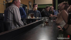 Busty Brunette Fucked in Front of a Bar Full of People