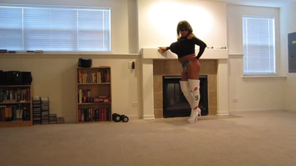 Busty Crossdresser in Booty Shorts and Boots