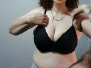 Step mom with huge natural tits try on new bra in front of step son 