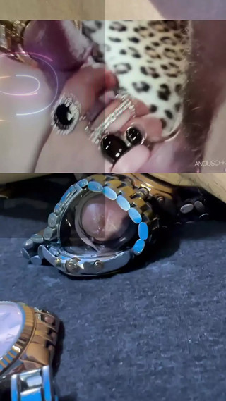 Wristwatch fetish, gold fetish, metal MK wristwatch.