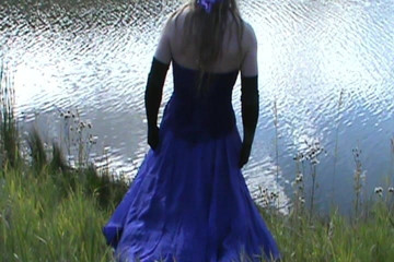 wet purple halter dress