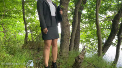 Secretary roughly used outdoors in woods