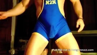 Wrestling Cum With Hairy Stud In Spandex Singlet