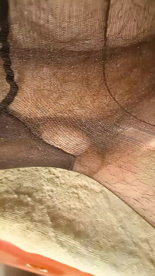STEPBROTHER in STEPSISTER&amp;#039;s nylon pantyhose jerking off &amp; cumming!! thumbnail