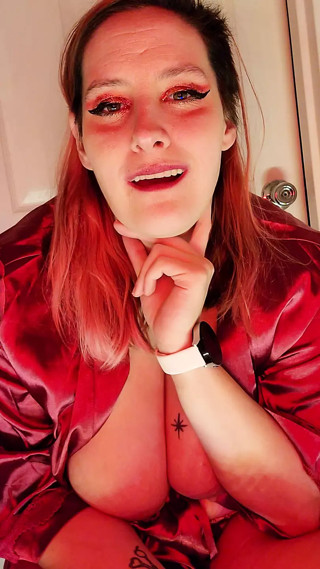 Big tits in a bathrobe twitching as she does an epic squirt