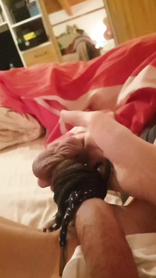 Martin enjoys his strong bound balls and masturbates