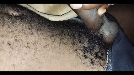 Ebony Amateur Jerking Oiled Hairy Black Dick in Closeup Solo Action