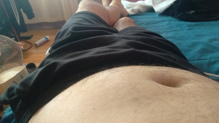 Latino man masturbates hard with his erect penis
