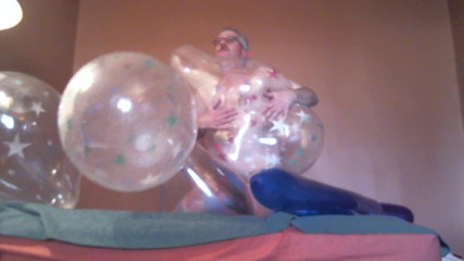 Clear Balloon Cluster Fuck and Pop!   Oldie but Goodie