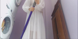 Chantal Is a Good Housewife but Sometimes She Lingers Too Much with the Vacuum Cleaner