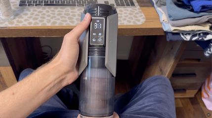More important things to do during home office: playing with my big uncut cock vacuum pump automatic sex toy in front of camera