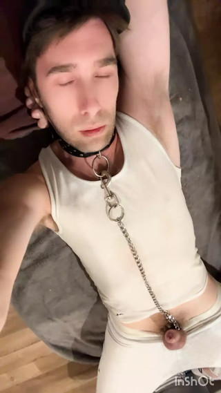 Horny fag strip and cum