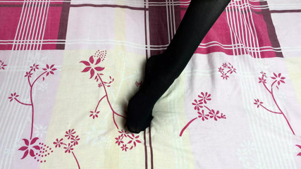 Tender foot fetish solo in black stockings from sexy mistress thumbnail