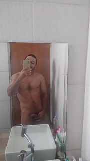 Showing the hard penis