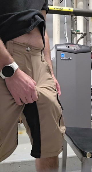 Hot coworker caught stroking his big fat cock