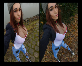 Hot crossdresser takes a rainy morning walk in December thumbnail