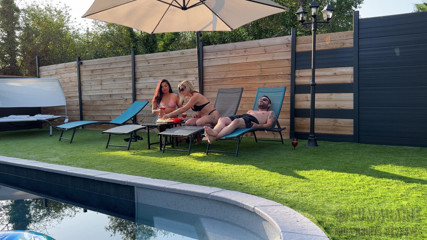 Marie and Lucas Lumacarie Fuck with Adelie by the Pool
