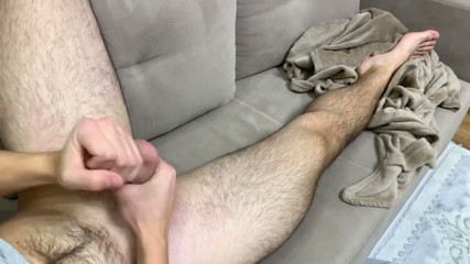 My hot masturbation and I cum on sofa