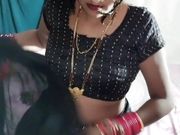 Indian Porn black saree blouse petticoat and panty 