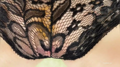 Pussy Rubbing in Lace Panties. Cute Lingerie. Legs in Stockings