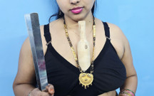 Husband Was Not at Home, Stepsister-in-law Inserted Rolling Pin in Pussy, Hindi Voice
