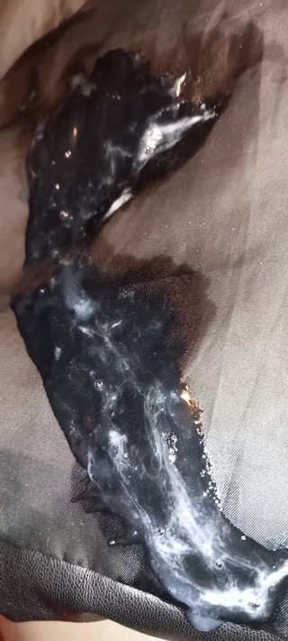 Fucking and staining the lining of a leather ladycoat