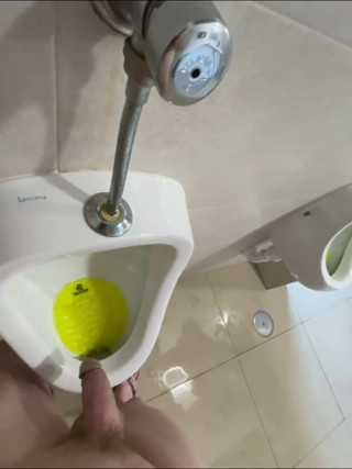 Dared to Piss Fully Naked in Public Toilets Urinal