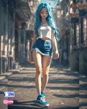 Blue haired girls dancing