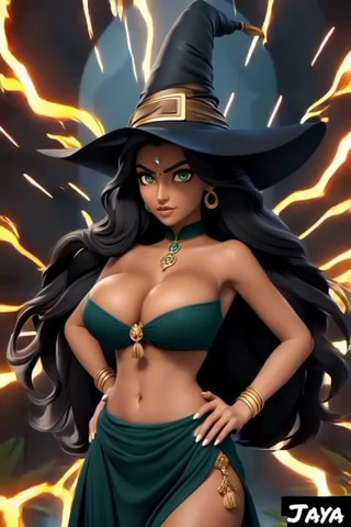 Indian girl Jaya Anjali sorcerer in her castle (Ai model)