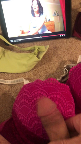 Jerking With Victoria Secret Bras Satin Panties With Cumshot