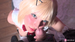 Blonde and curvy hottie Tyler Ayala in latex has a hard fuck.