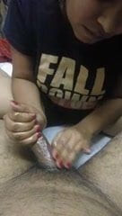 Fat gf play with his boyfriend cock