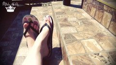 Outdoor flip flop dangle with alpha