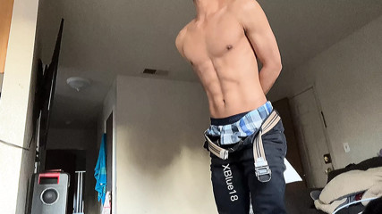 18 year old virgin twink gets naked before going to school