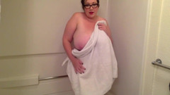 Busty BBW gets oiled up and cums