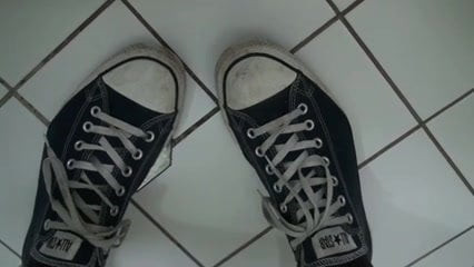 Converse Sneakers &amp; Rubber Jockstrap Jerk Off