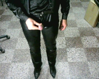 cum leather pants satin blouse