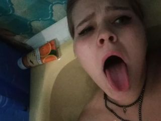 masturbation with a hose, moaning in the bathroom